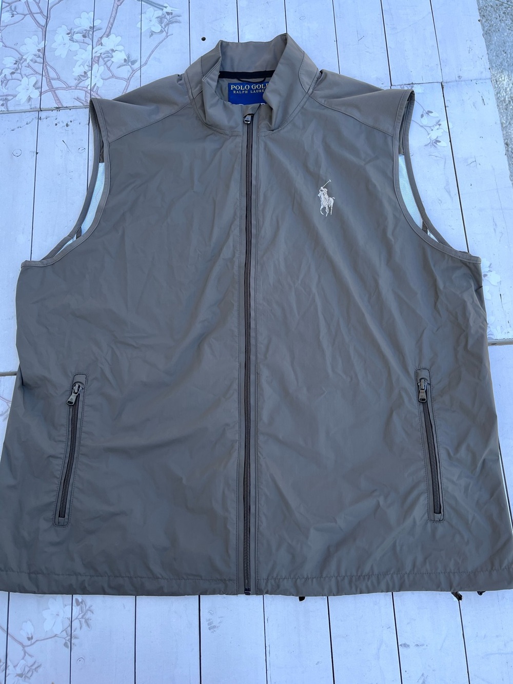 Polo by Ralph Lauren Taupe Lightweight Zip Vest with White Pony - Picture 1 of 4